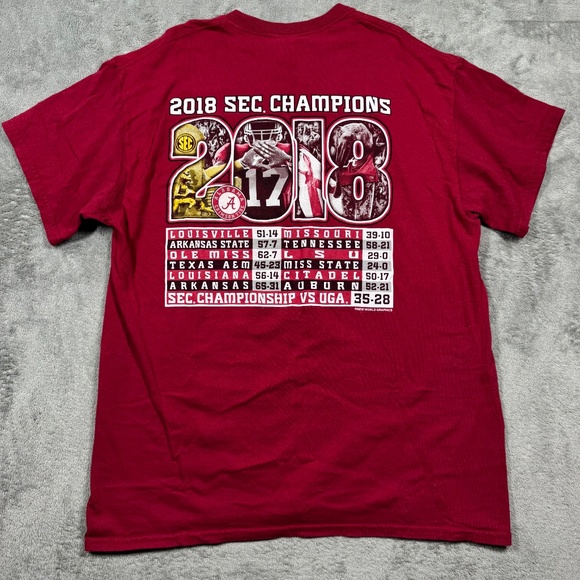 Alabama Crimson Tide 2018 SEC Champions Gildan Shirt Men’s L Red - Picture 2 of 8